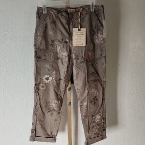 Democracy Floral Tan Cropped Jeans